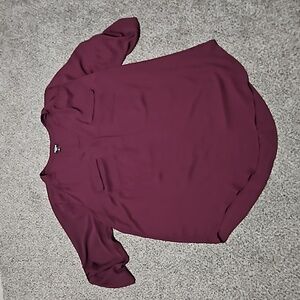 Harper Georgette Pullover 3/4 Sleeve Wine Blouse